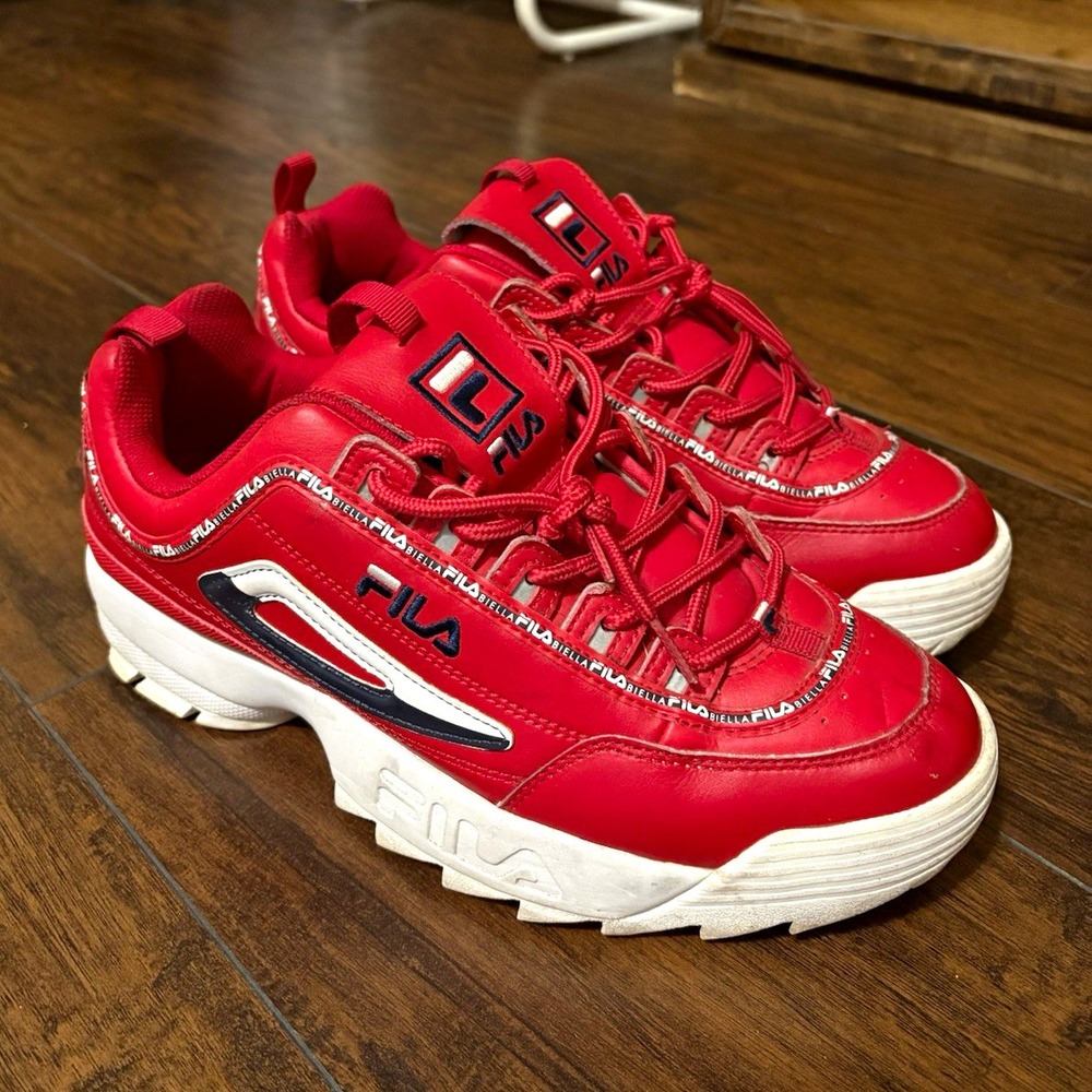 FILA Red/White Low Top Lace-Up Men's Athletic Sneakers Logo 1FM00664-616
